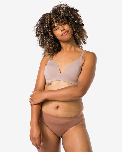 Damen-String, nahtlos, Mikrofaser mittelbraun - 19620763MIDBROWN - HEMA