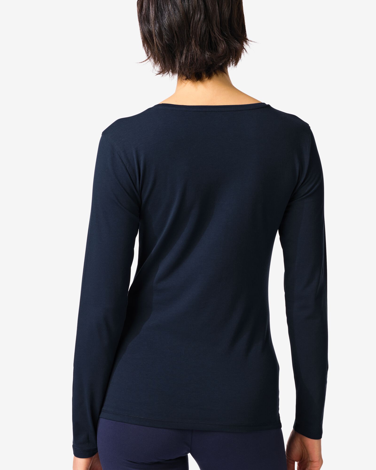 t-shirt femme slim fit col en v bleu fonc&eacute; bleu fonc&eacute; - 36310970DARKBLUE - HEMA