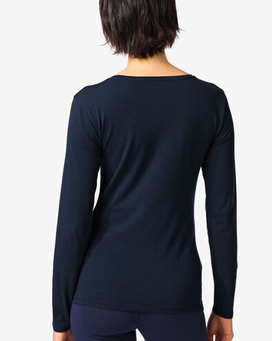 t-shirt femme slim fit col en v bleu fonc&eacute; bleu fonc&eacute; - 36310970DARKBLUE - HEMA