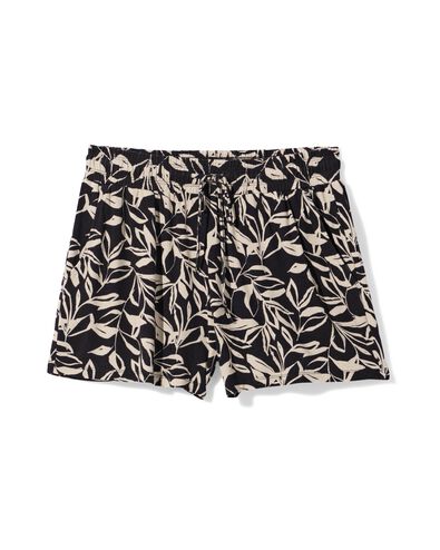 damesshort relaxed fit bladeren zwart zwart - 36304250BLACK - HEMA