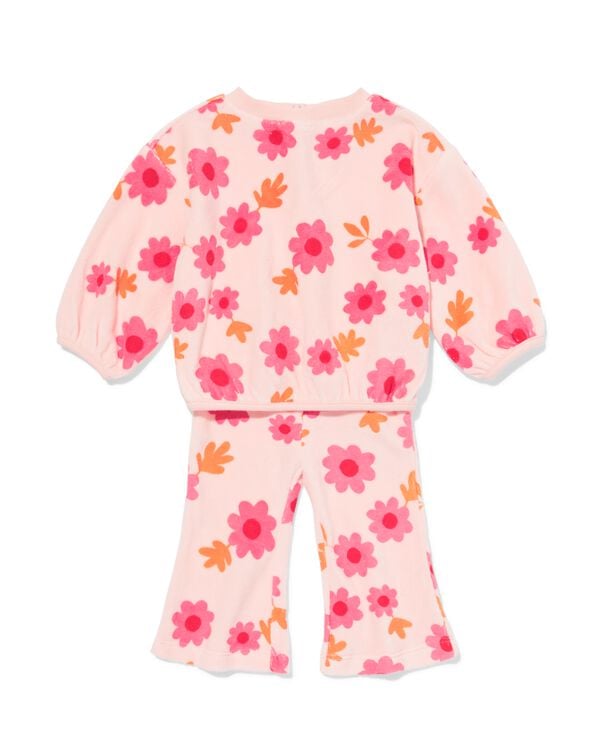 baby kledingset velours bloemen roze roze - 33048170PINK - HEMA