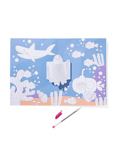 livre de coloriage A4 pop-up fonds marins - 15900291 - HEMA