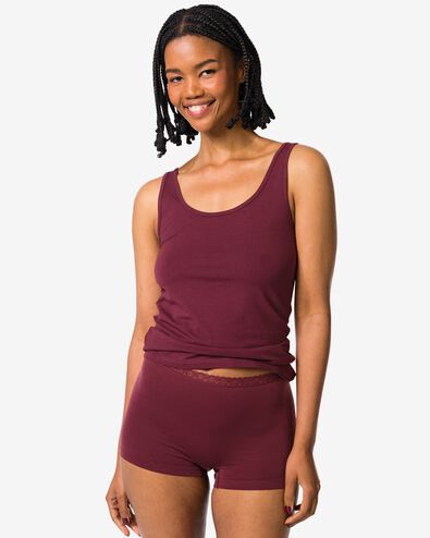boxer femme sans coutures microfibre avec dentelle bordeaux bordeaux - 19611623BURGUNDYRED - HEMA