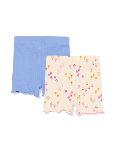 babyleggings rib bloemen - 2 stuks blauw blauw - 33086670BLUE - HEMA