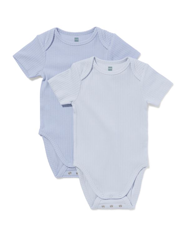 baby meegroei body LENZING&trade; ECOVERO&trade; rib - 2 stuks blauw blauw - 33307260BLUE - HEMA