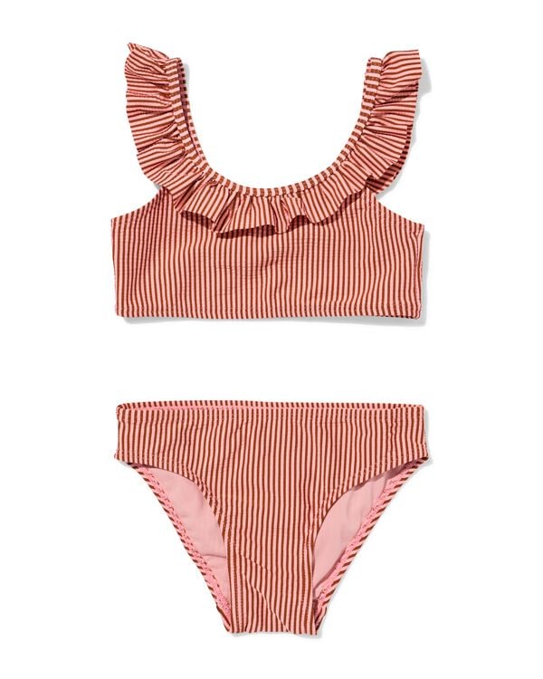 Kinderbikini Seersucker gestreift dunkelrosa dunkelrosa - 22260180DARKPINK - HEMA