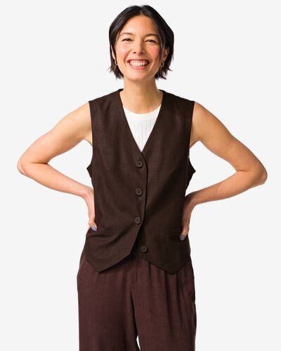 damesgilet Isla donkerbruin donkerbruin - 36208650DARKBROWN - HEMA