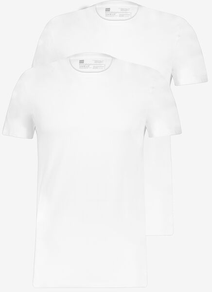 2er-Pack Herren-T-Shirts, Regular Fit, Rundhalsausschnitt weiß S - 34277023 - HEMA