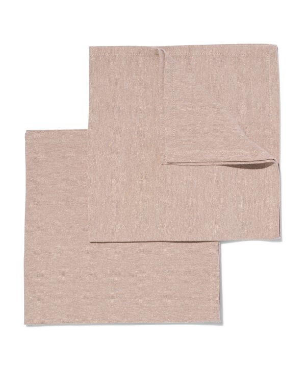 2 serviettes beiges avec paillettes coton chambray 47x47 - 5300298 - HEMA