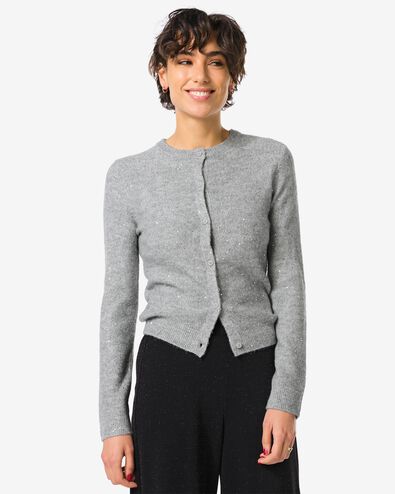 cardigan femme Gia paillettes gris moyen - 36205830MIDGREY - HEMA