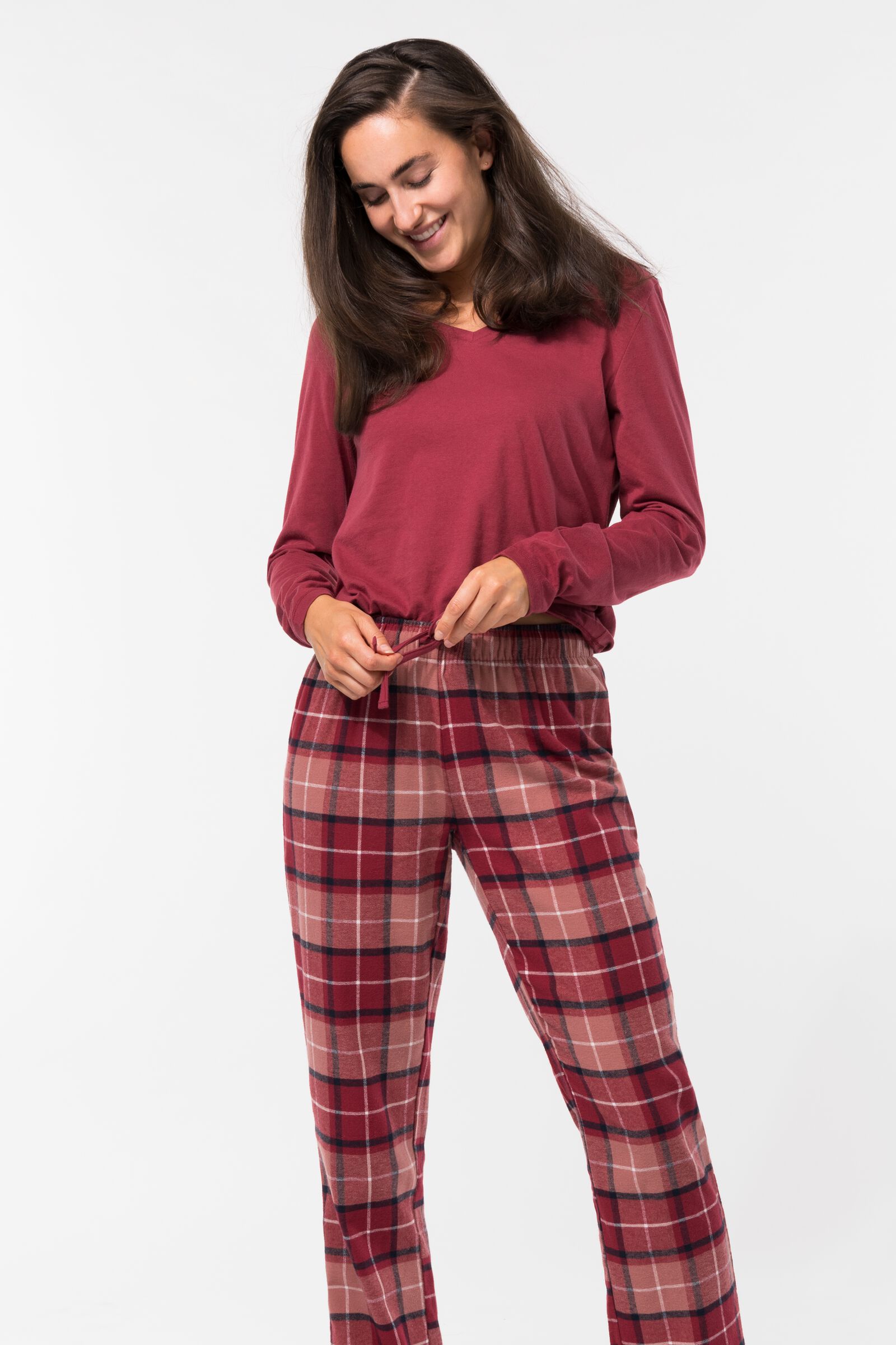pyjama femme jersey/flanelle rouge - HEMA