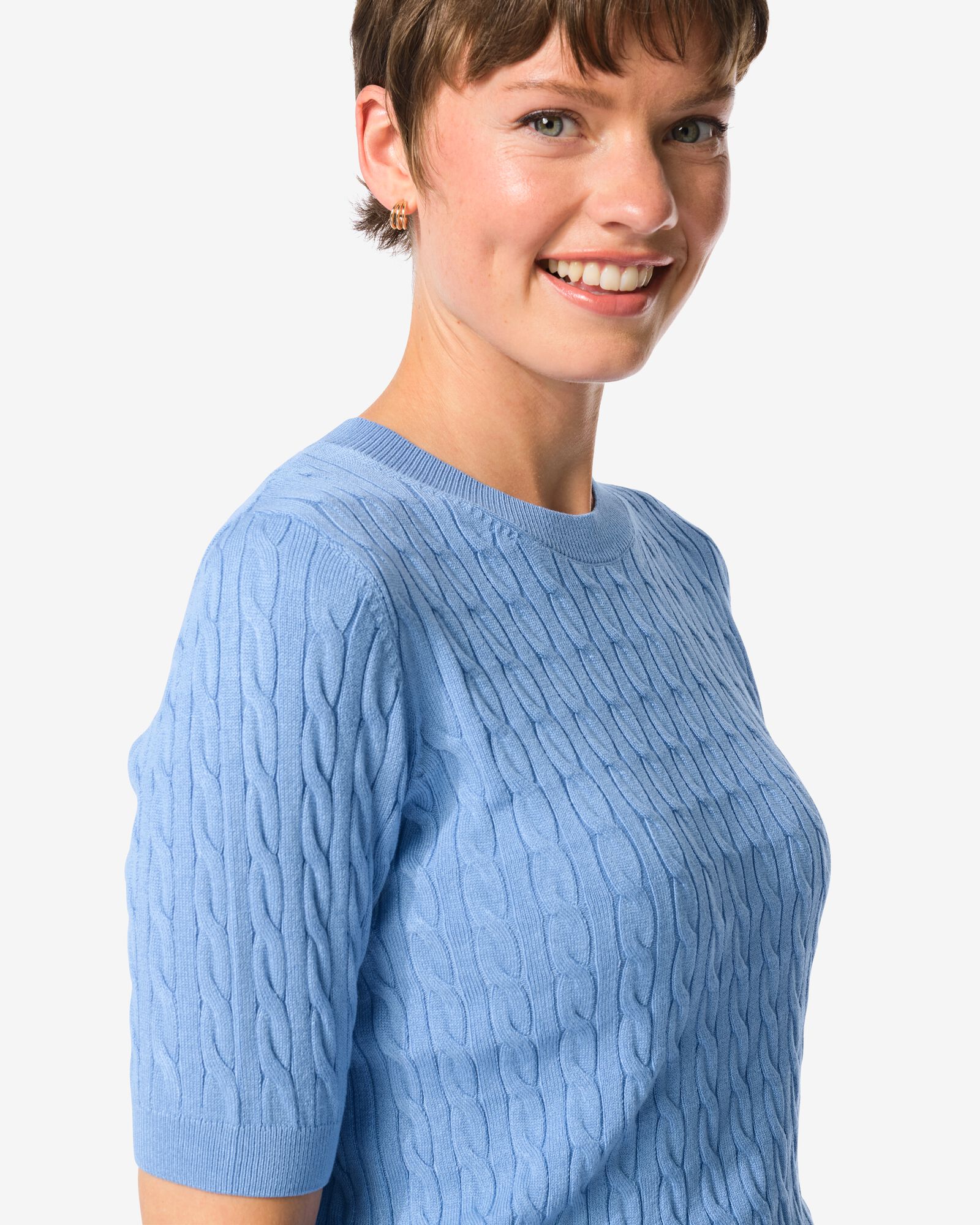 Damenpullover mit Zopfmuster Fally blau blau - 36201580BLUE - HEMA