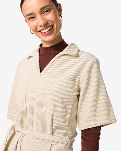 dames jumpsuit Lena corduroy gebroken wit gebroken wit - 36205240OFFWHITE - HEMA