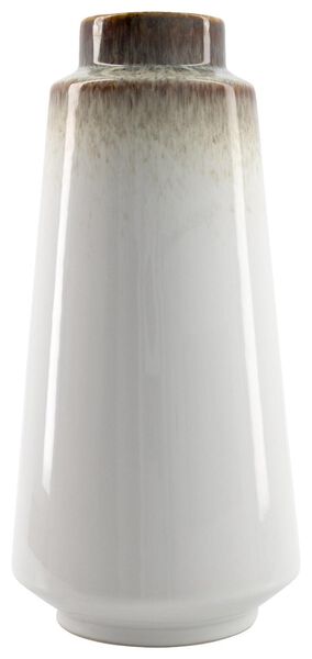 Vase, Ø 14 x 30 cm, Keramik, weiß/braun - 13321124 - HEMA