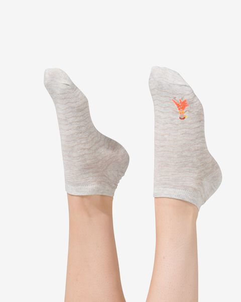 2 paires de socquettes femme avec coton et paillettes gris clair gris clair - 1000030806 - HEMA