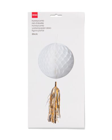 décoration en papier alvéolé ballon blanc doré Ø30cm - 14280214 - HEMA