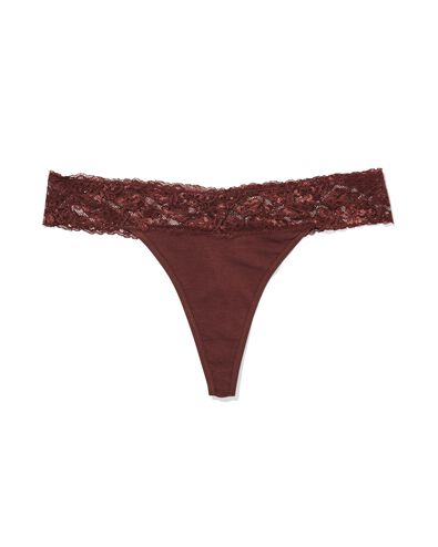 damesstring katoen met kant donkerbruin - 19611660DARKBROWN - HEMA