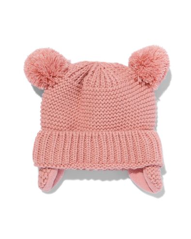 Baby-Mütze mit Bommeln rosa 0-4 m - 33232151 - HEMA
