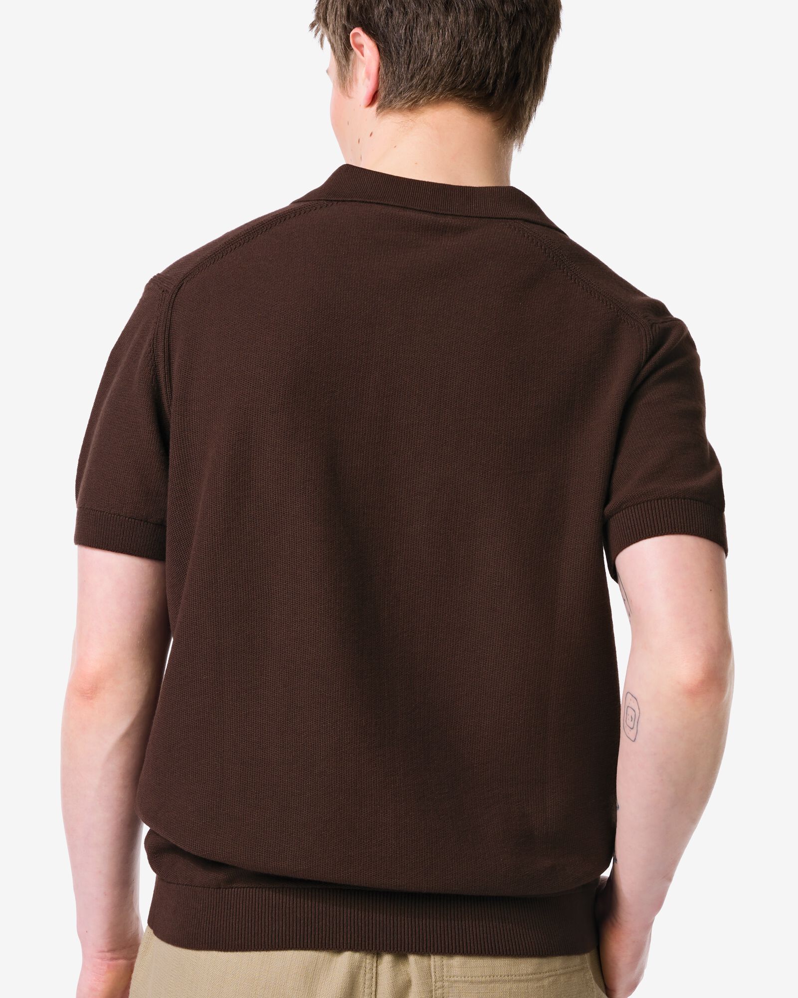 polo homme Kris structure marron fonc&eacute; marron fonc&eacute; - 2189150DARKBROWN - HEMA