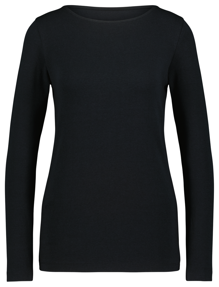 Damen-Shirt, U-Boot-Ausschnitt schwarz schwarz - 1000025545 - HEMA