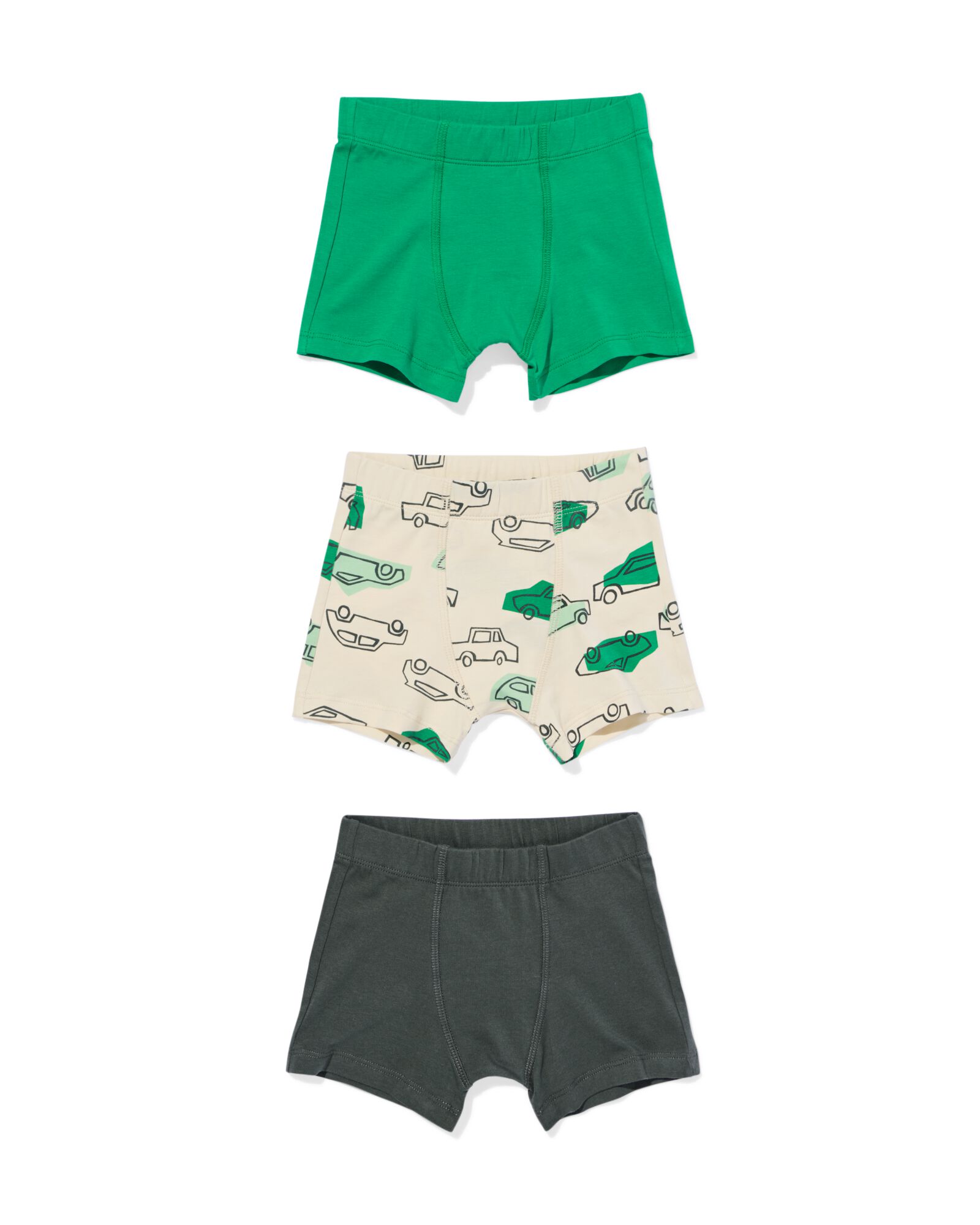 boxers enfant voiture - lot de 3 vert - 19250070GREEN - HEMA