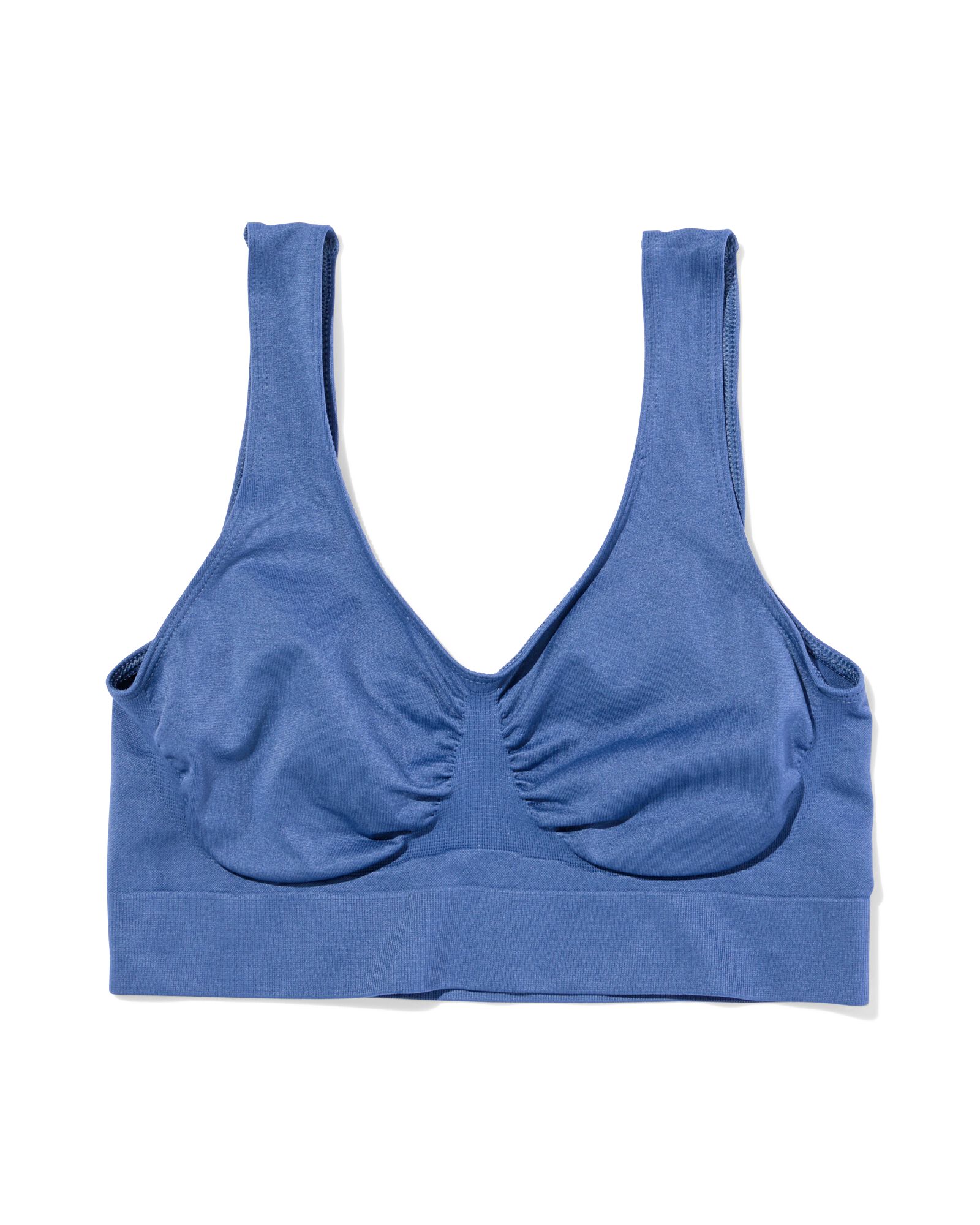 niet voorgevormde top zonder beugel naadloos middenblauw - 21811860MIDBLUE - HEMA