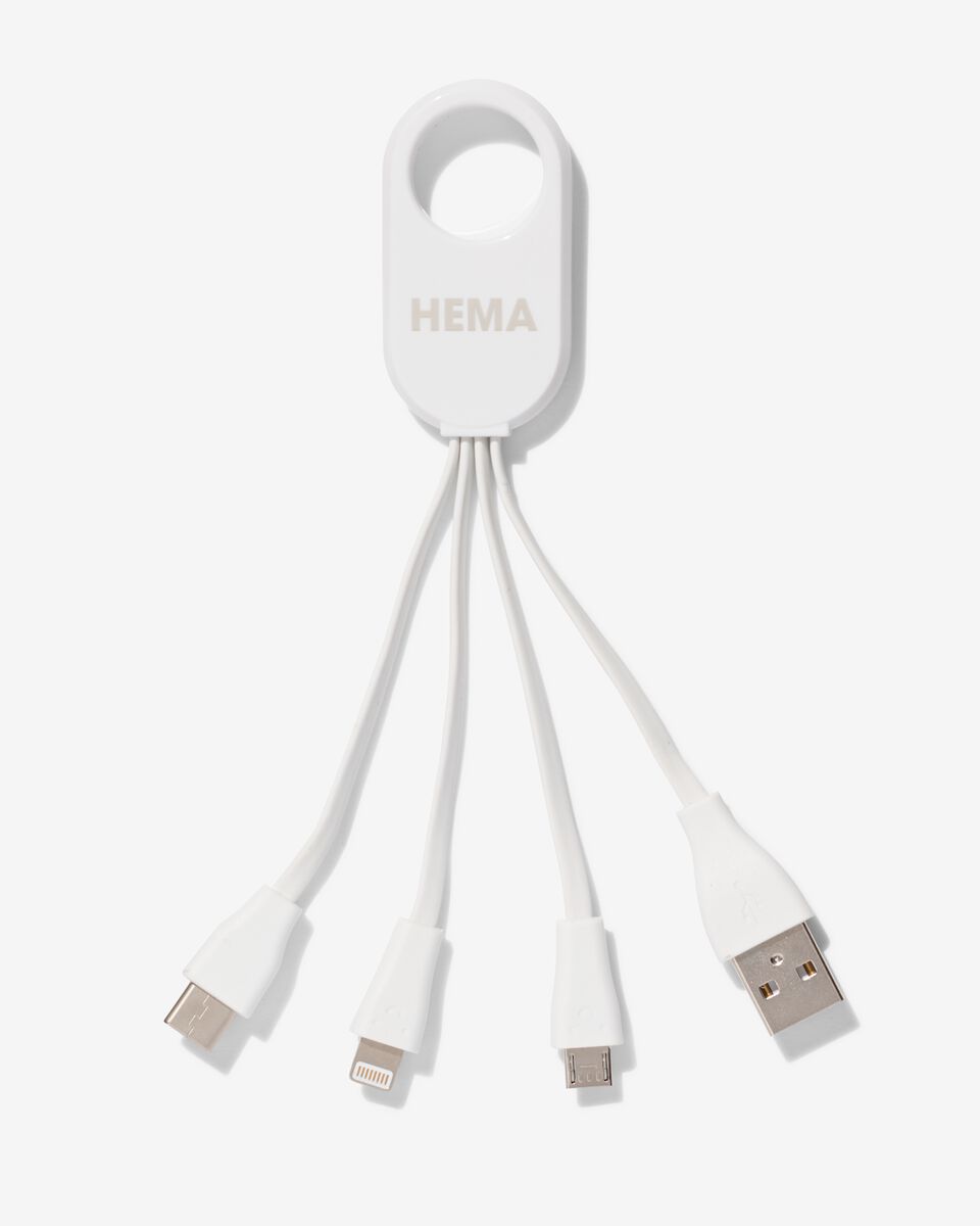 câble chargeur USB 4-en-1, USB-C, micro USB et 8 broches. - 39630063 - HEMA