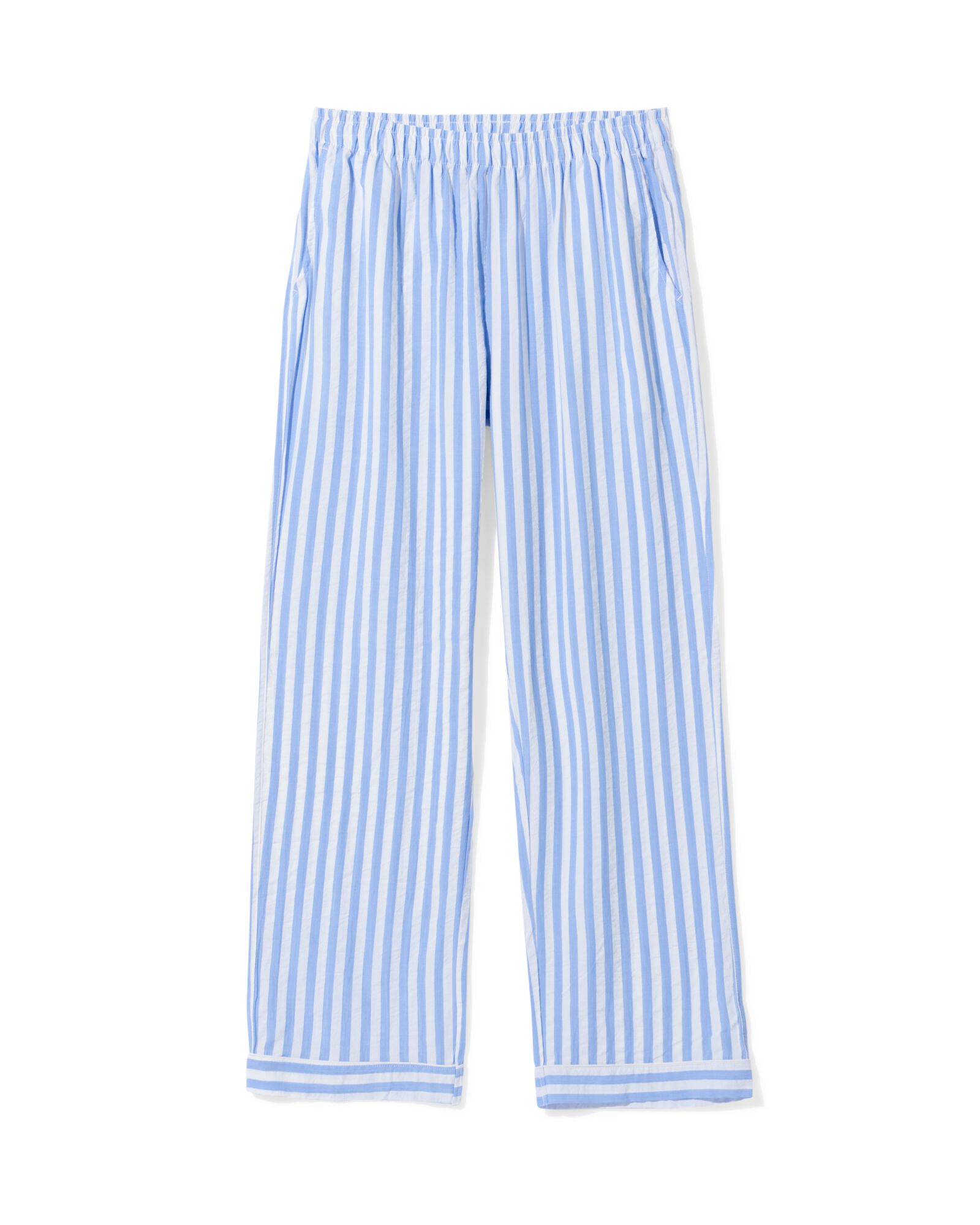 damespyjamabroek seersucker strepen blauw blauw - 23401750BLUE - HEMA