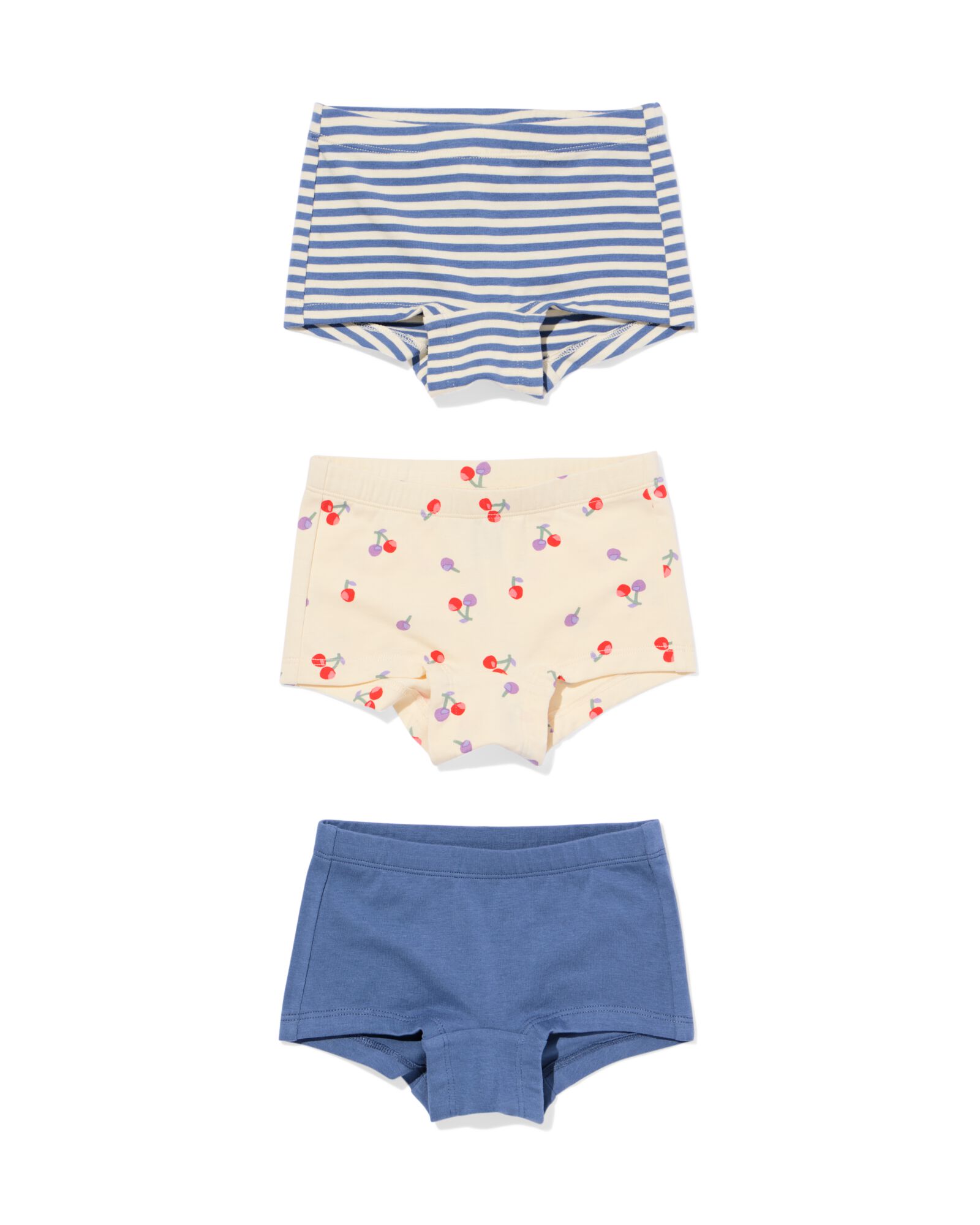 kinderboxers stretch katoen kers - 3 stuks blauw - 19300340BLUE - HEMA