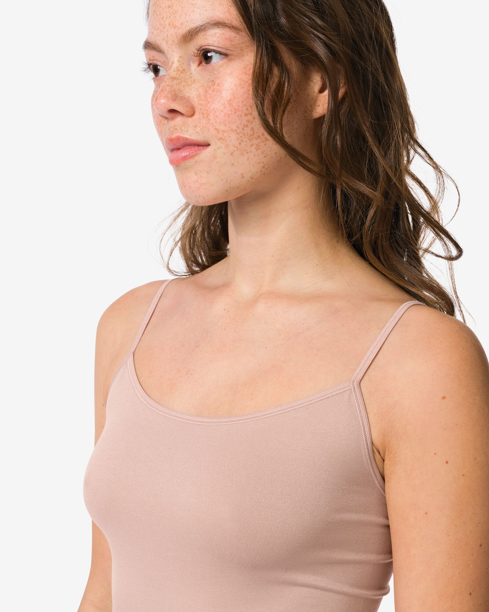 d&eacute;bardeur femme sans couture microfibre bretelles spaghetti beige - 19607630BEIGE - HEMA