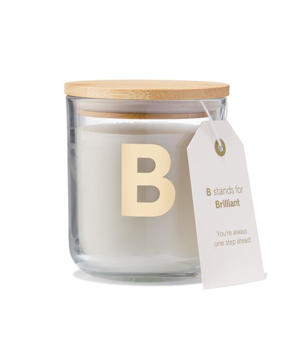 bougie en verre &Oslash;8x10cm lettre B - 61100401 - HEMA