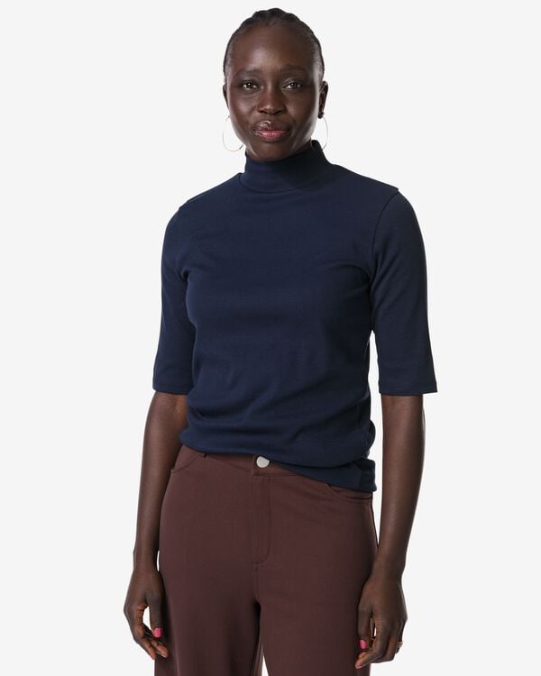 t-shirt femme Clara c&ocirc;tel&eacute; bleu fonc&eacute; bleu fonc&eacute; - 36209260DARKBLUE - HEMA