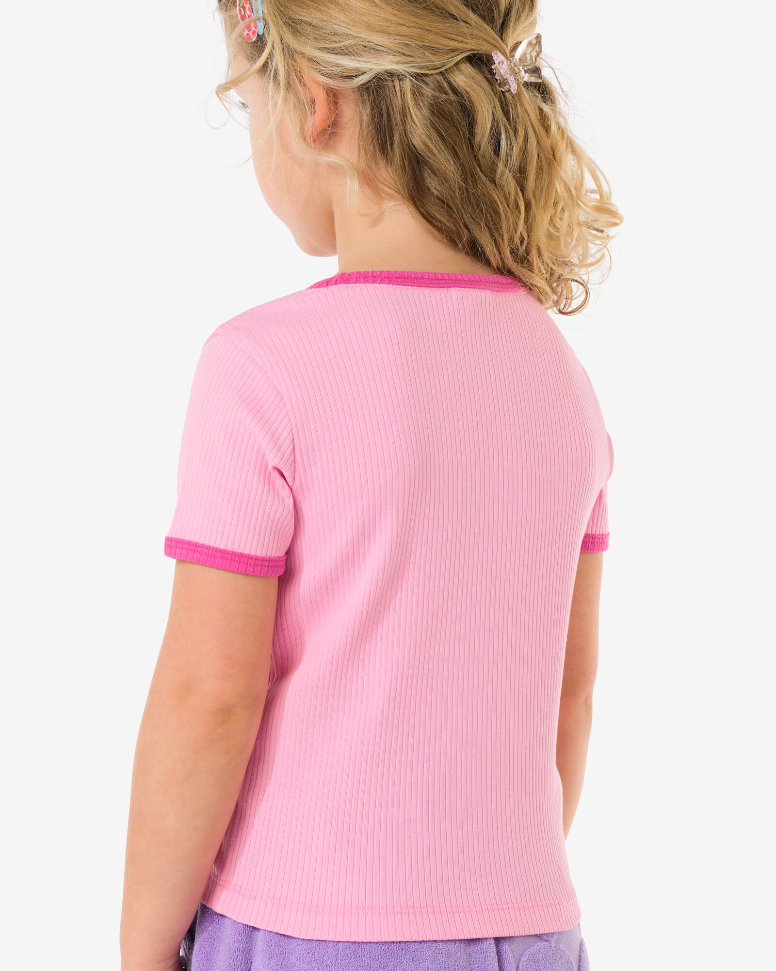 kinder T-shirt rib fruit roze roze - 30827307PINK - HEMA