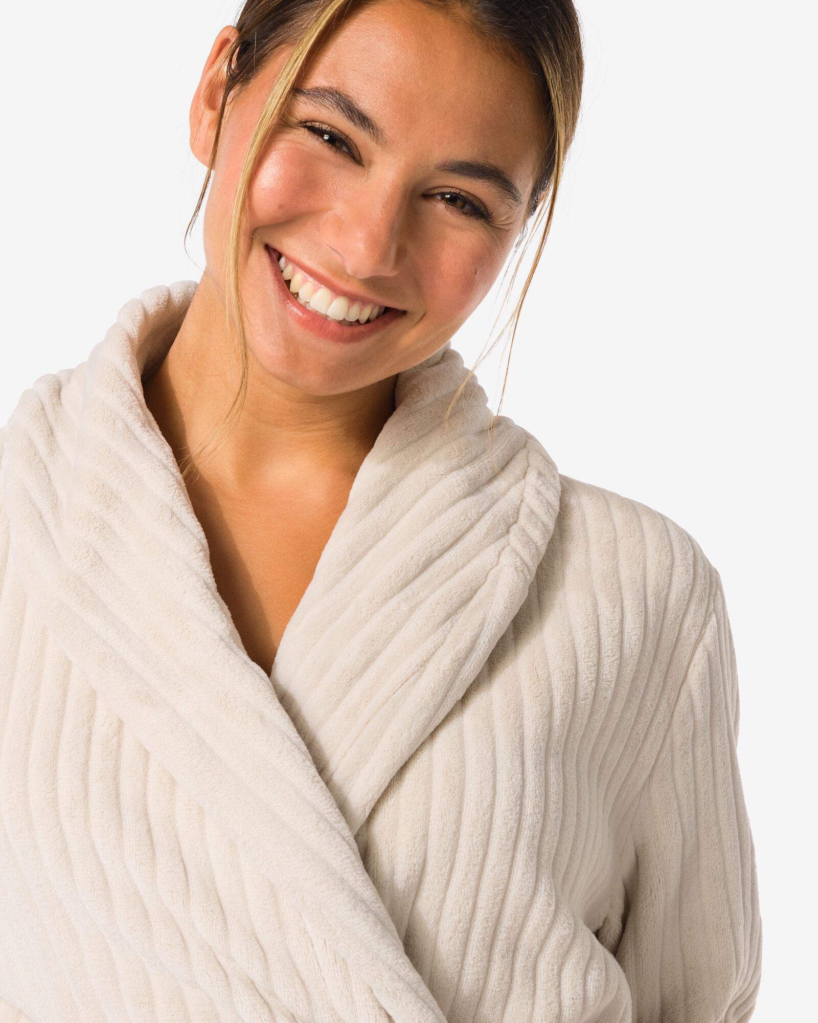 Damenbademantel Rippfleece  beige - 23401320BEIGE - HEMA