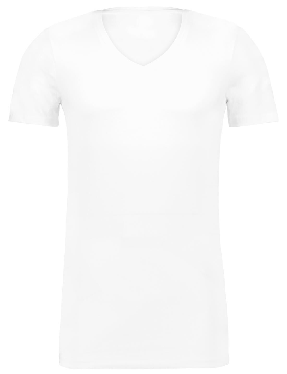 heren t-shirt slim fit diepe v-hals extra lang white - HEMA