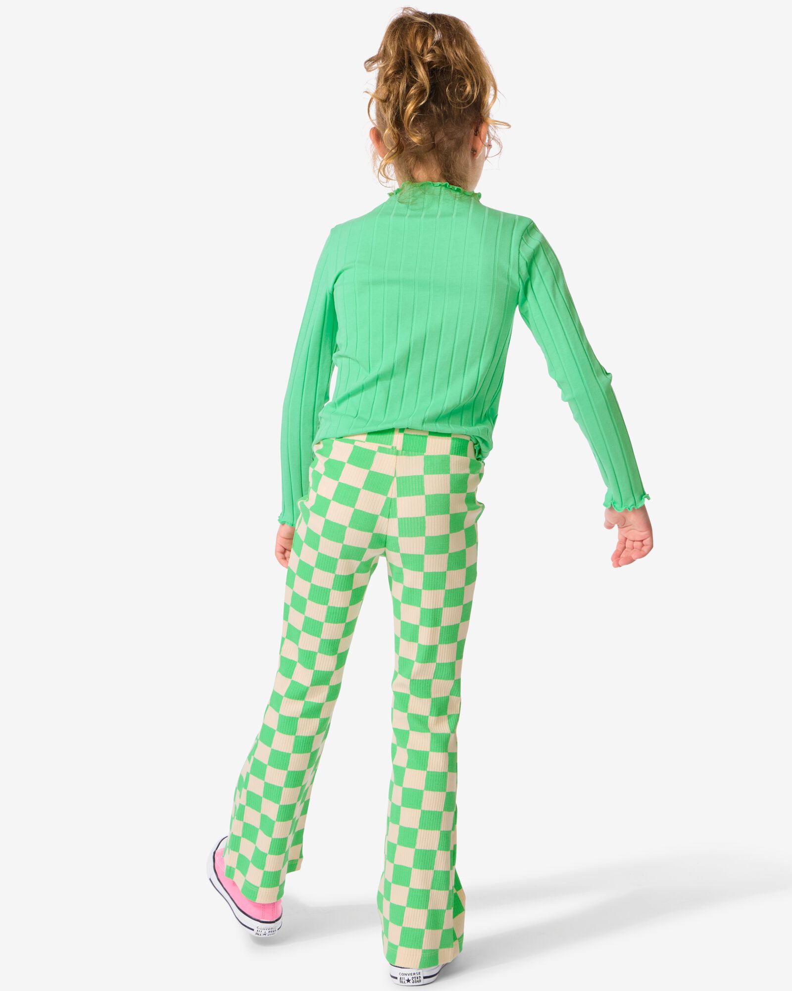 legging c&ocirc;tel&eacute; &agrave; carreaux et &eacute;vas&eacute; pour enfants vert - 30876314GREEN - HEMA