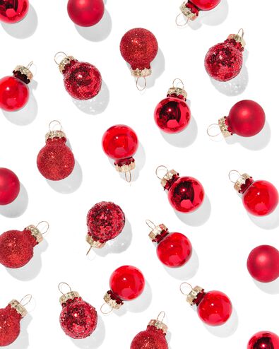 36er-Pack Mini-Weihnachtsbaumkugeln, Rot, Glas - 25103166 - HEMA