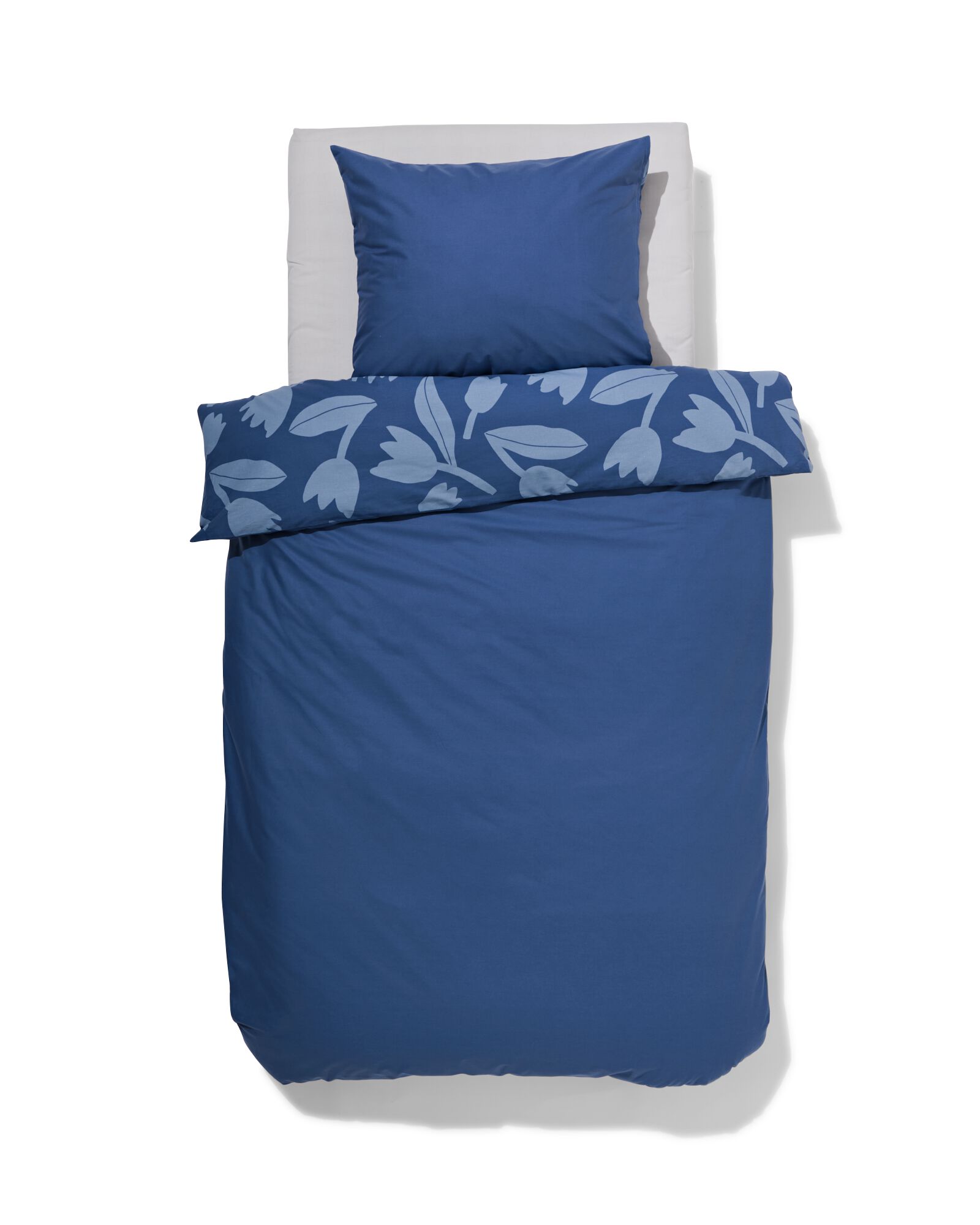 Bettwäsche, Soft Cotton, 140 x 220 cm, Tulpen, blau - 5730185 - HEMA