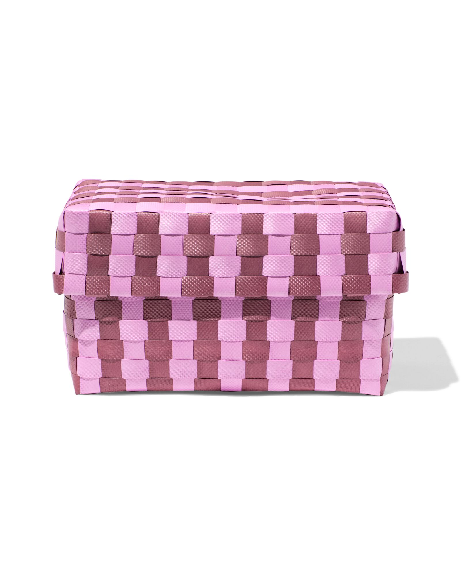Korb 20 x 15 cm mit Deckel, kariert, Lila - 39800052 - HEMA