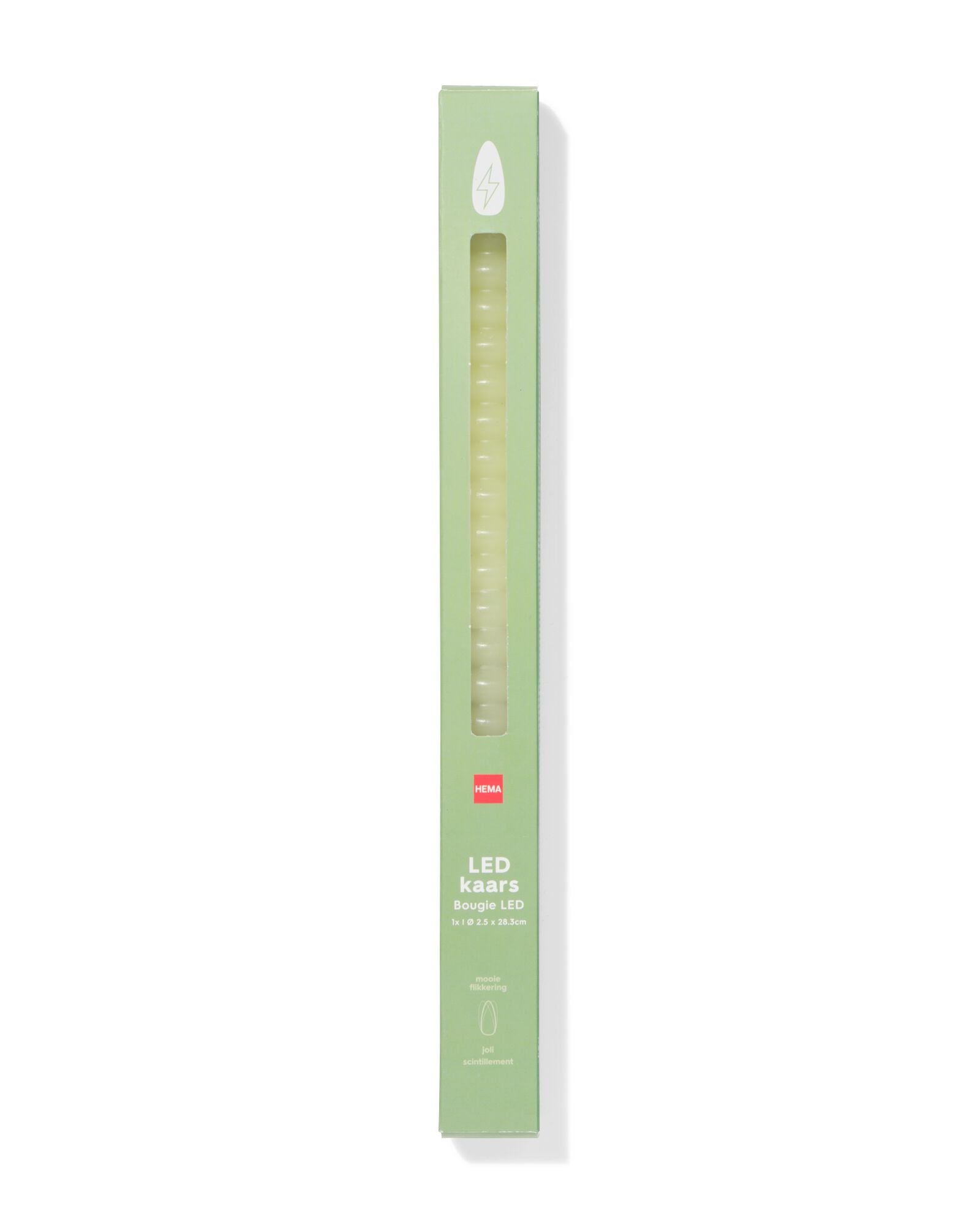 bougie longue LED ⌀2,3x29cm nervur&eacute;e vert clair - 13550125 - HEMA