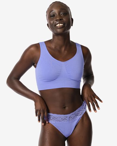 string femme coton avec dentelle bleu - 19670885BLUE - HEMA