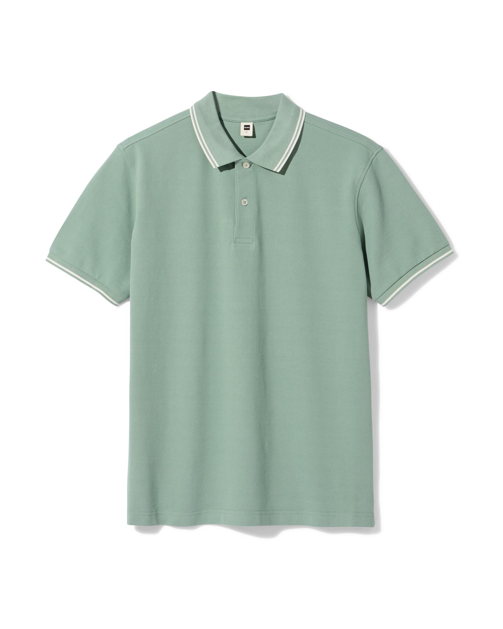 herenpolo Denton piqu&eacute; zeegroen zeegroen - 2140540SEAGREEN - HEMA