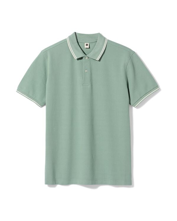 herenpolo Denton piqu&eacute; zeegroen zeegroen - 2140540SEAGREEN - HEMA