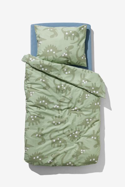 housse de couette tout-petits 120x150 cm coton doux dino verte - 5760049 - HEMA