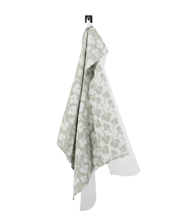 torchon 65x65 coton gris-vert violettes - 5420076 - HEMA