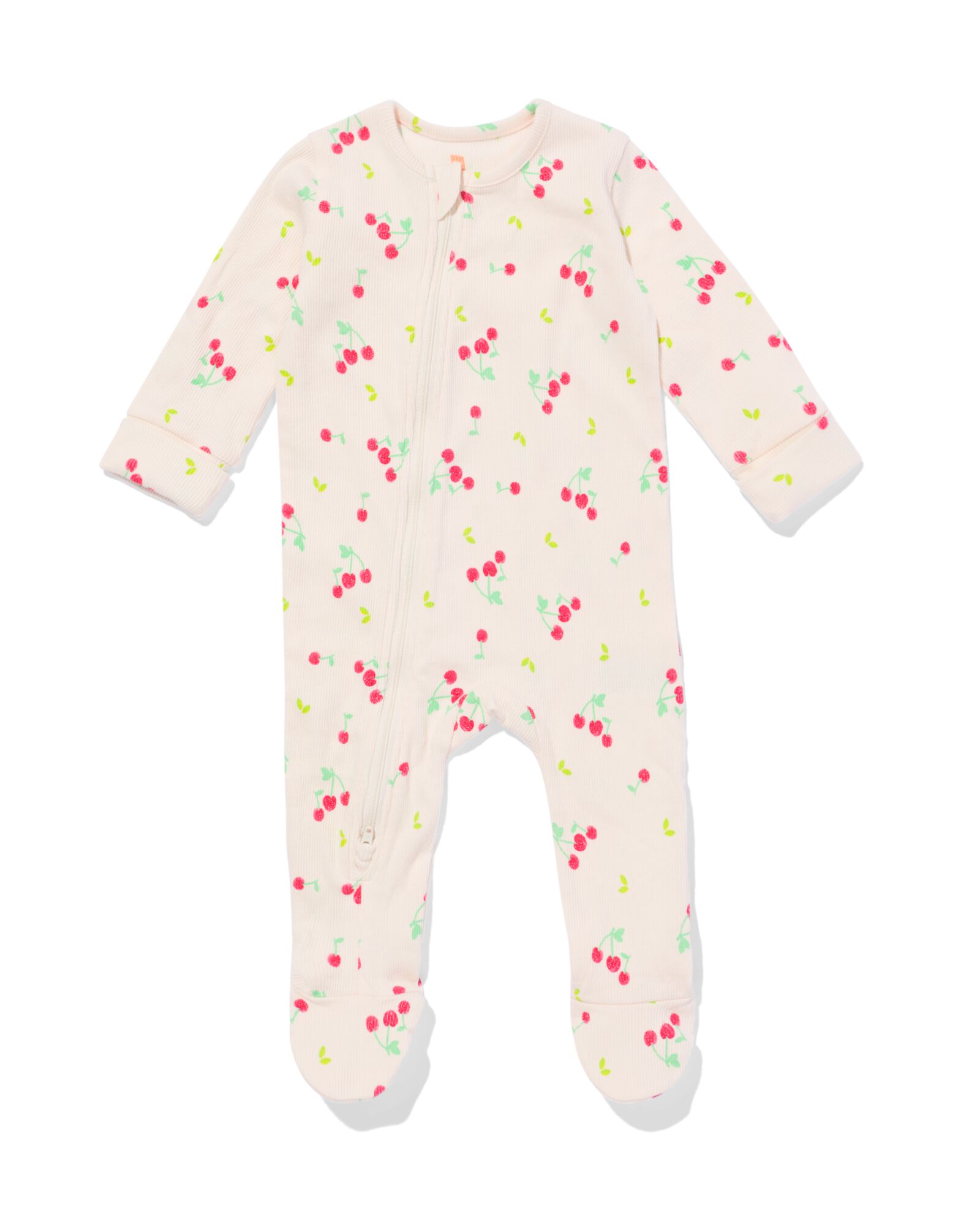 Newborn mitwachsender Strampler, Kirschen ecru ecru - 33440220ECRU - HEMA