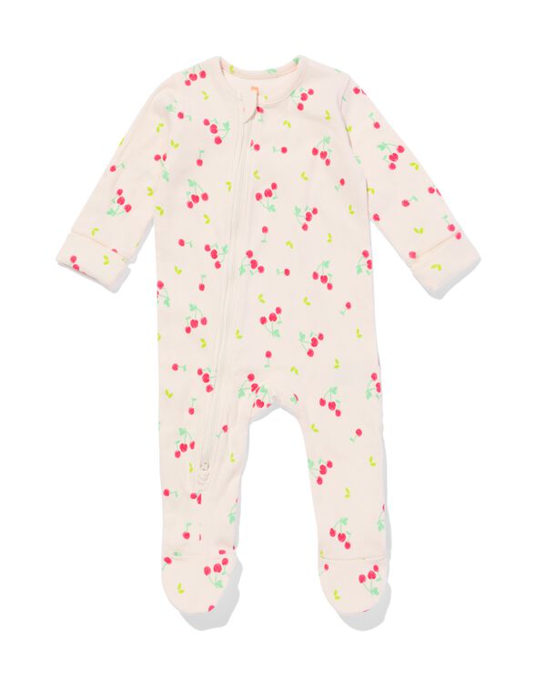 Newborn mitwachsender Strampler, Kirschen ecru ecru - 33440220ECRU - HEMA