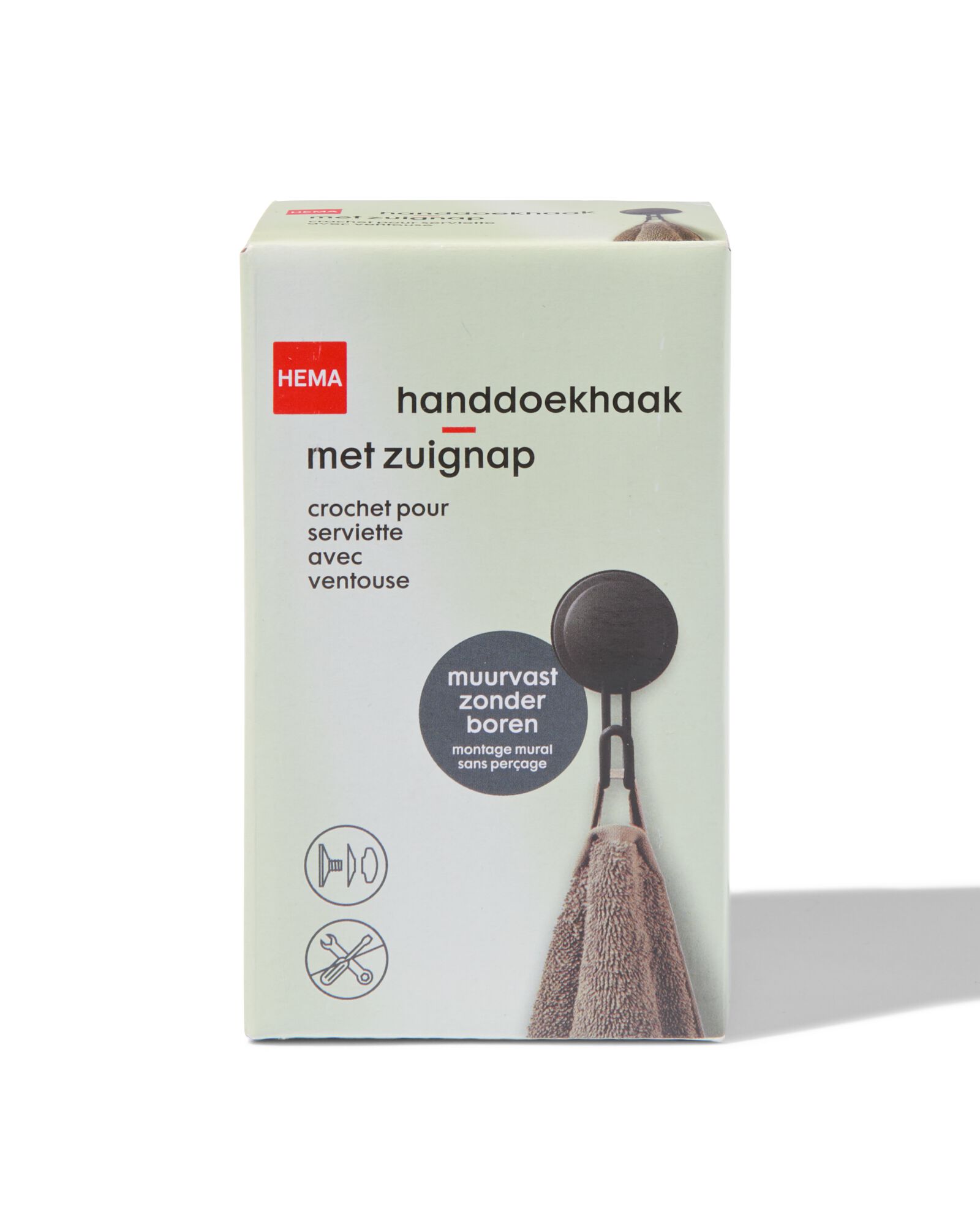 handdoekhaak met zuignap zwart - 80300155 - HEMA