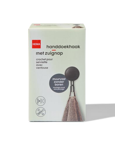handdoekhaak met zuignap zwart - 80300155 - HEMA