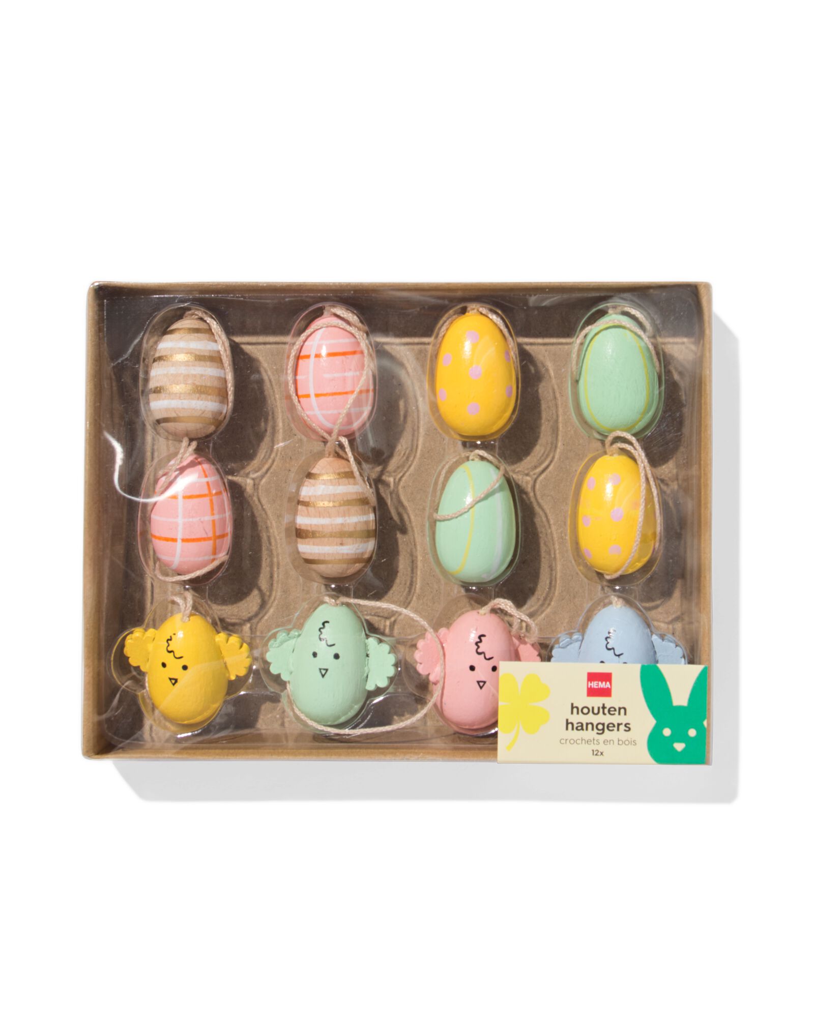 d&eacute;coration &agrave; suspendre de P&acirc;ques bois &oelig;uf - 12 pi&egrave;ces - 25800062 - HEMA